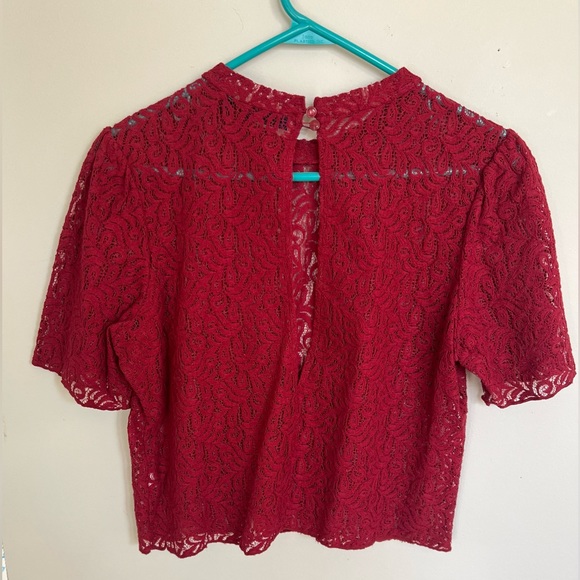 Tilden lace top cranberry red color Size M - Picture 6 of 6